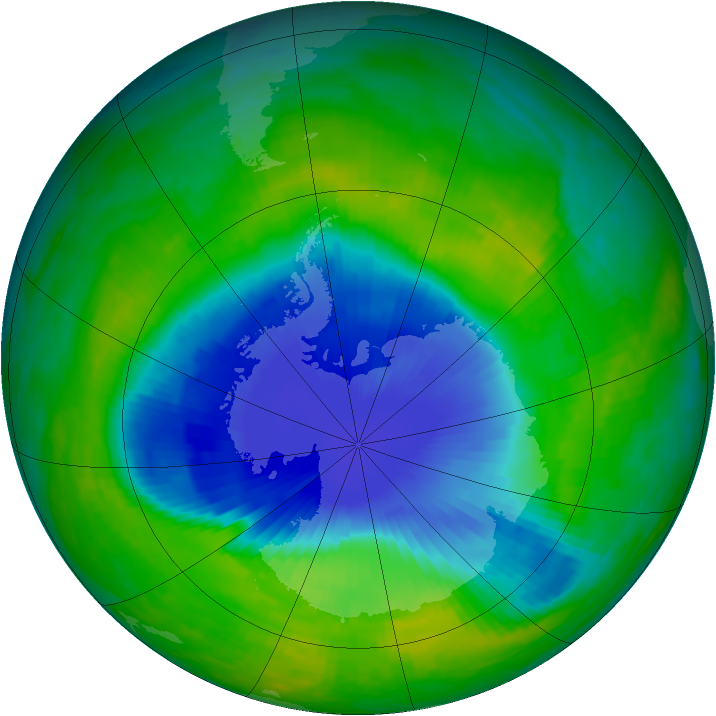 Antarctic ozone map for 23 November 1990